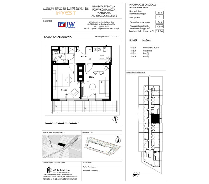 Apartament 42m2, Piętro 4 - Apartamenty Jerozolimskie Invest