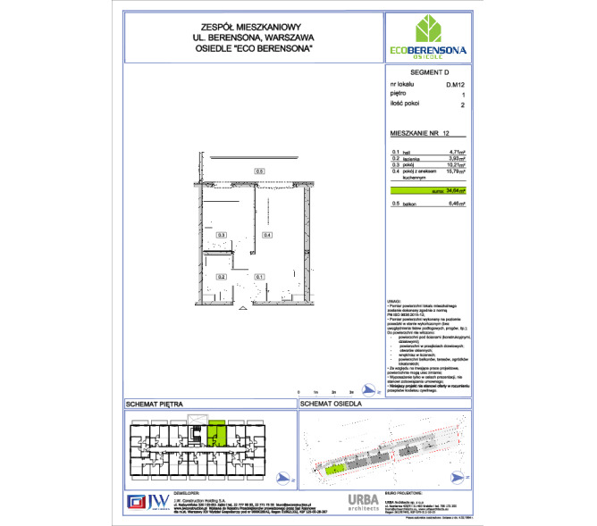 Mieszkanie 34m2, Piętro 1 - Eco Berensona