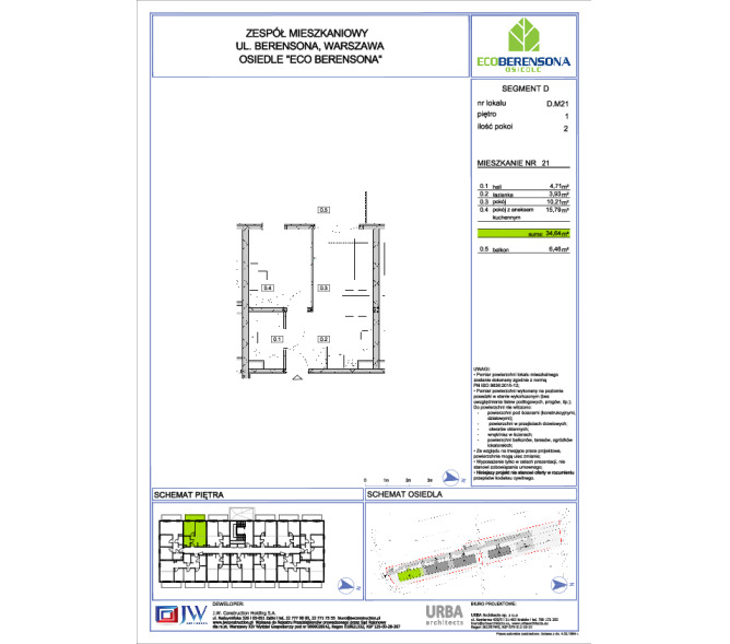 Mieszkanie 34m2, Piętro 1 - Eco Berensona