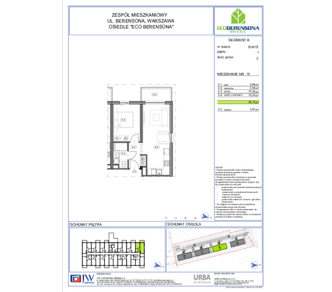 Mieszkanie 36m2, Piętro 1 - Eco Berensona 2