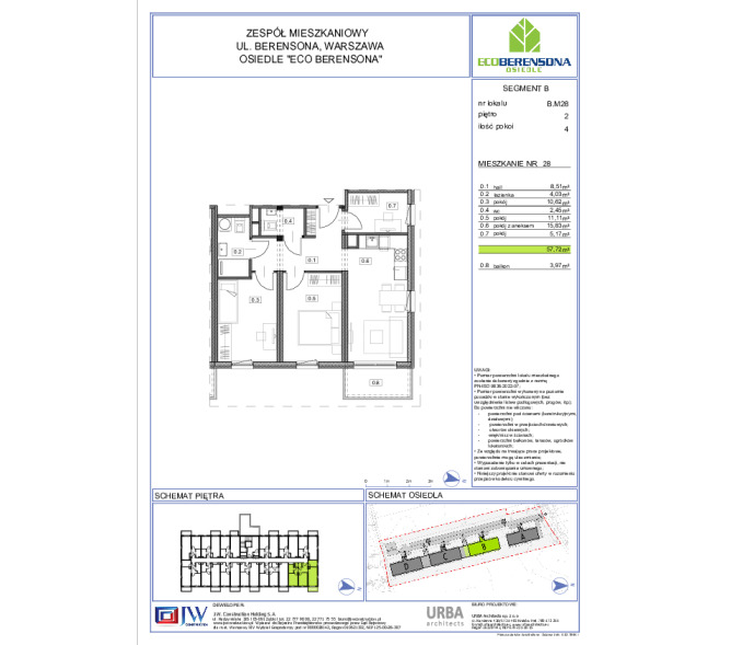 Mieszkanie 57m2, Piętro 2 - Eco Berensona 2