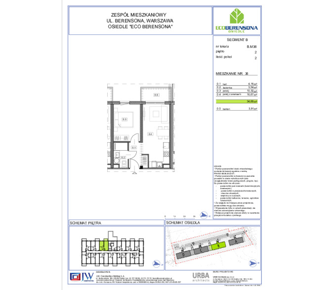 Mieszkanie 34m2, Piętro 2 - Eco Berensona 2