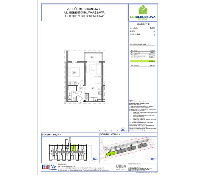 Mieszkanie 34m2, Parter - Eco Berensona 2