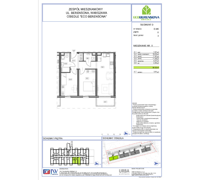 Mieszkanie 56m2, Parter - Eco Berensona 2