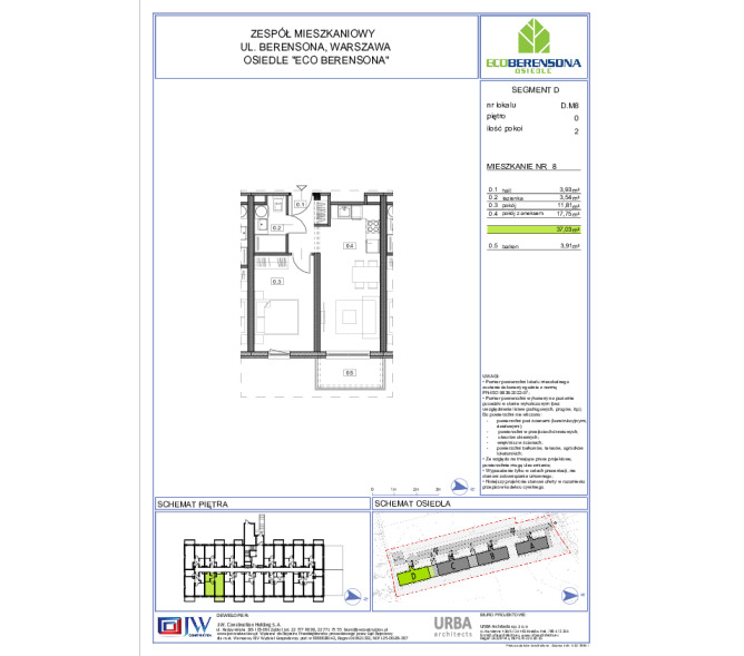 Mieszkanie 37m2, Parter - Eco Berensona 2