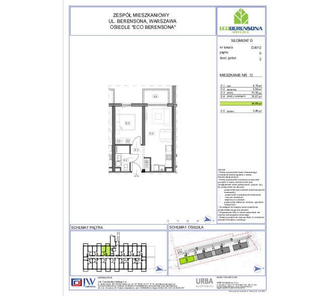 Mieszkanie 34m2, Parter - Eco Berensona 2