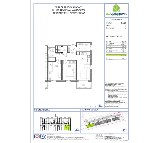 Mieszkanie 57m2, Piętro 2 - Eco Berensona 2