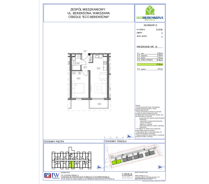 Mieszkanie 37m2, Piętro 2 - Eco Berensona 2