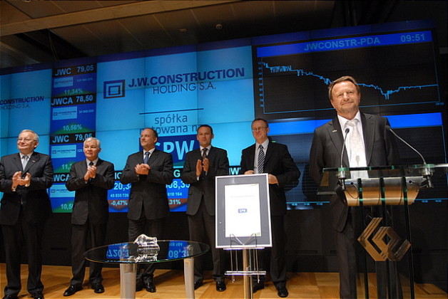 Uroczystość pierwszego notowania akcji J.W. Construction na GPW w Warszawie