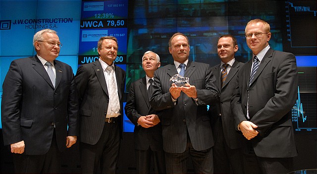 Uroczystość pierwszego notowania akcji J.W. Construction na GPW w Warszawie